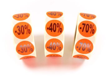 Aktionsetiketten mit % Zeichen